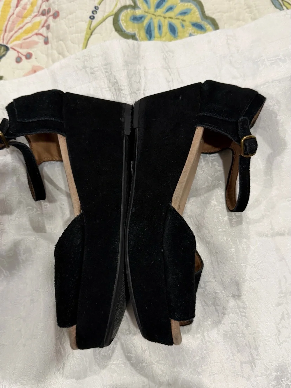 TOMS Black Suede Open-Toe Ankle-Strap Sandals
